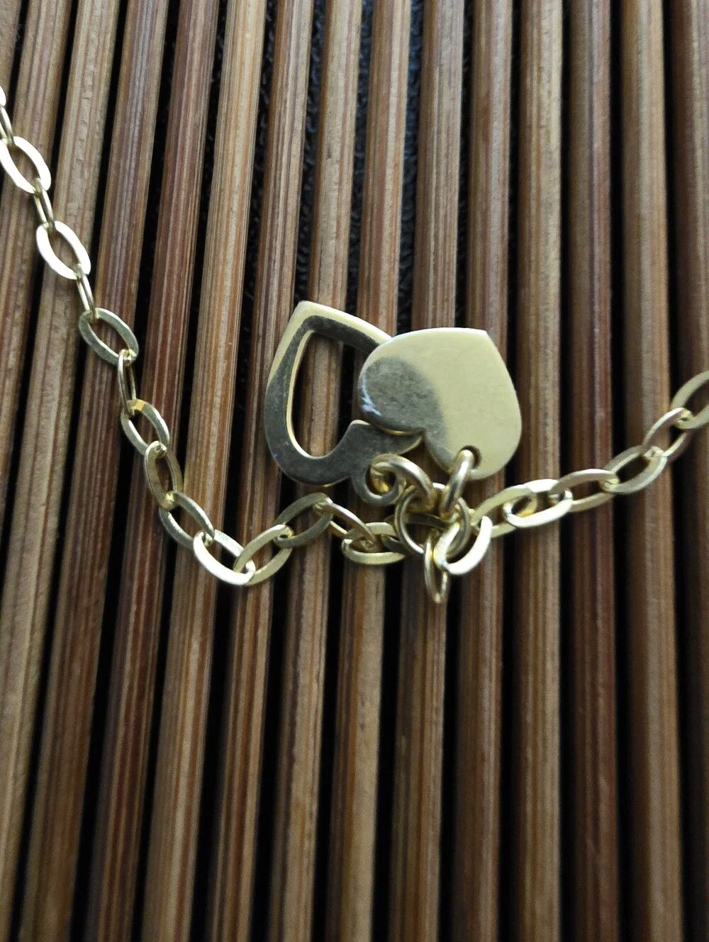 925 Silver Heart Charms Yellow Gold Bracelet
